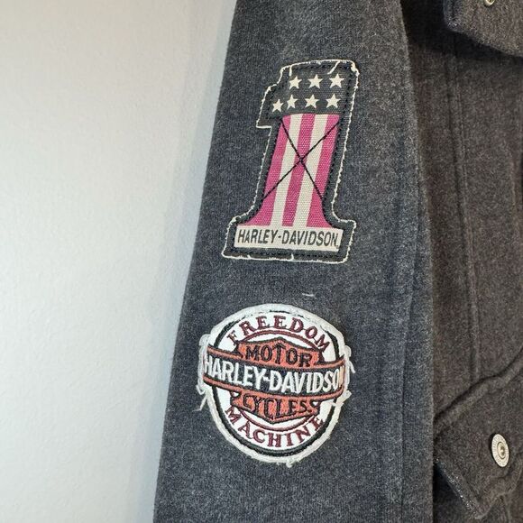 Harley Davidson Charcoal Gray Full Zip Knit Cowl Neck Sweater Jacket‎ Women's M - Picture 4 of 11
